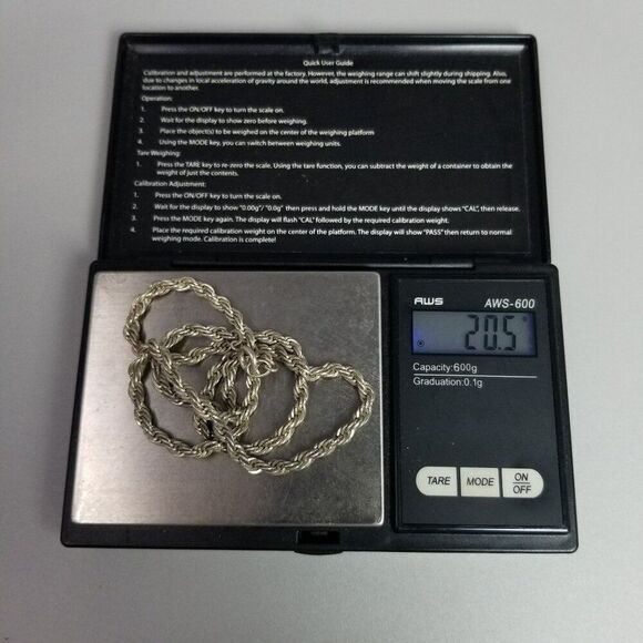 Vintage Armbrust Sterling Silver Rope Chain Necklace 18 Inches Long, Estate - Picture 4 of 9